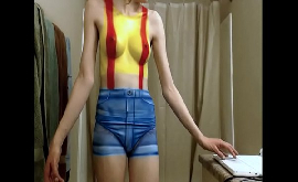 Nude cosplay morena vestida de Mysti pokémon